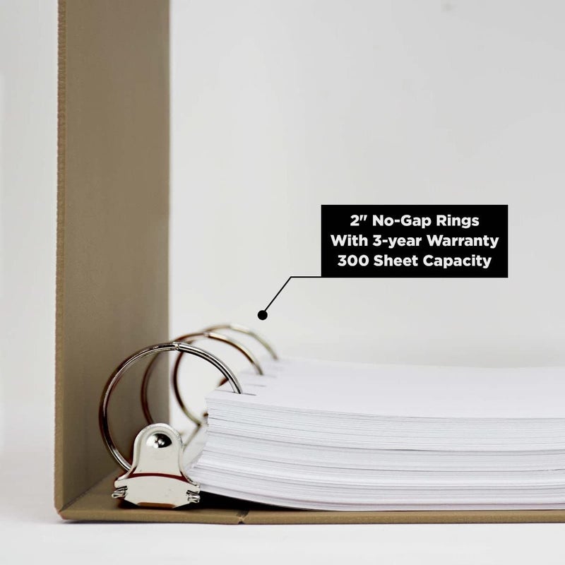 Carstens 2-Inch Heavy Duty 3-Ring Binder - Side Opening, Sand, Durable Plastic, Precision No-Gap Rings, Waterproof Covers, No Pockets, Holds 300 Letter-Sized Sheets, BPA-Free, Made in USA (5825-3R) - Image 2